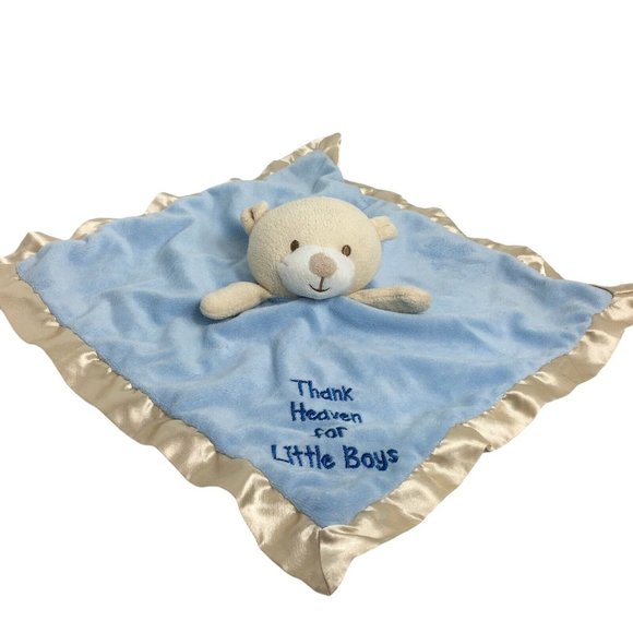 Baby Kiss Lovey Plush Security Blanket Teddy Bear Thank Heaven For Little Boys - Picture 1 of 12